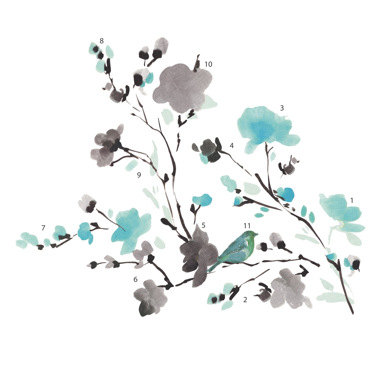 Blossom Watercolor Bird Branch Wall Decals by WallPops