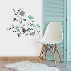 Blossom Watercolor Bird Branch Wall Decals in a room setting