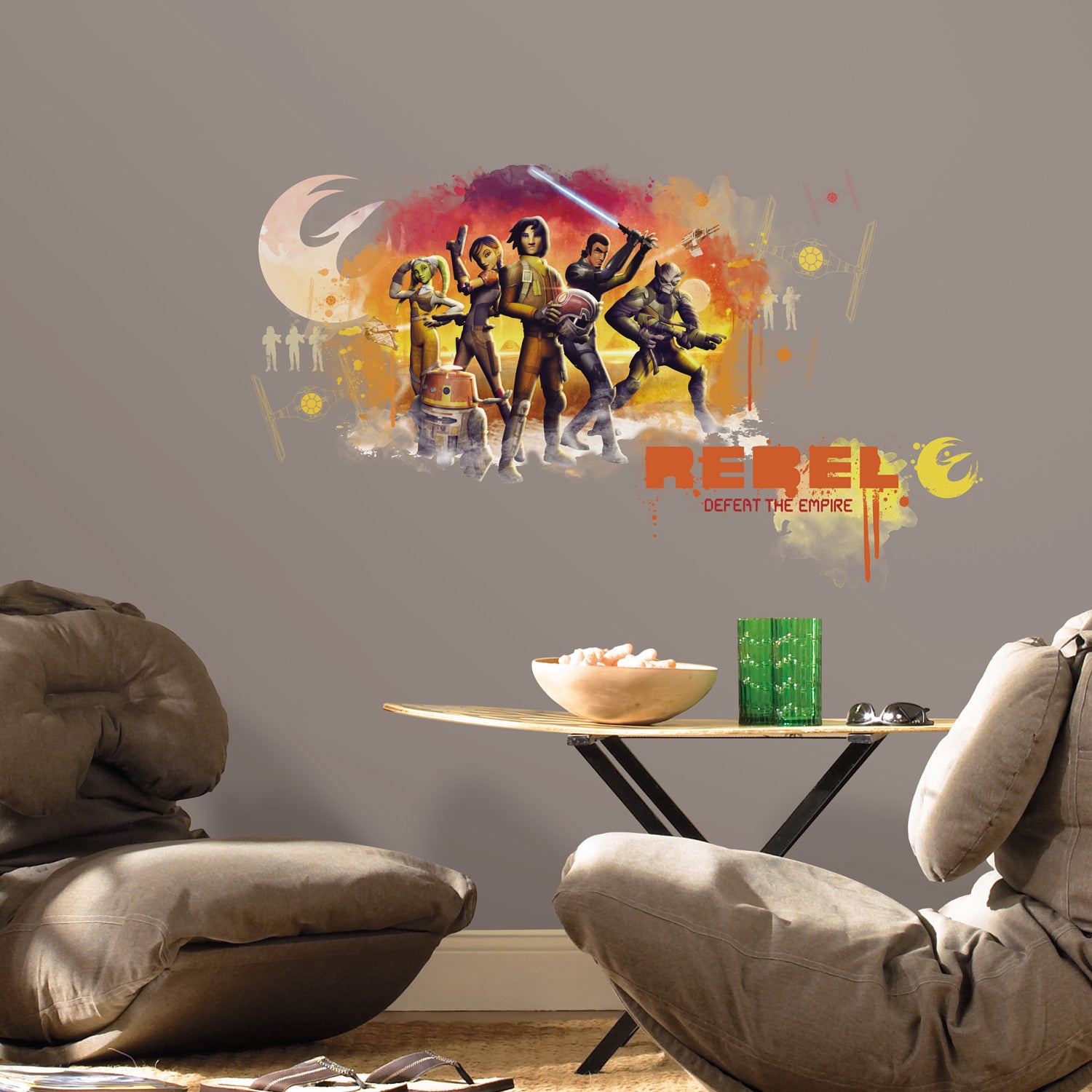Star Wars Rebels Watercolor Wall Decals in a room setting