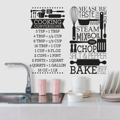 Cooking Conversions Wall Decals in a room setting