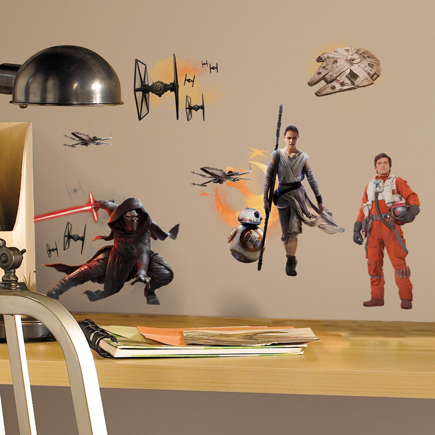 Star Wars The Force Awakens Ep VII Ensemble Cast Wall Decals in a room setting
