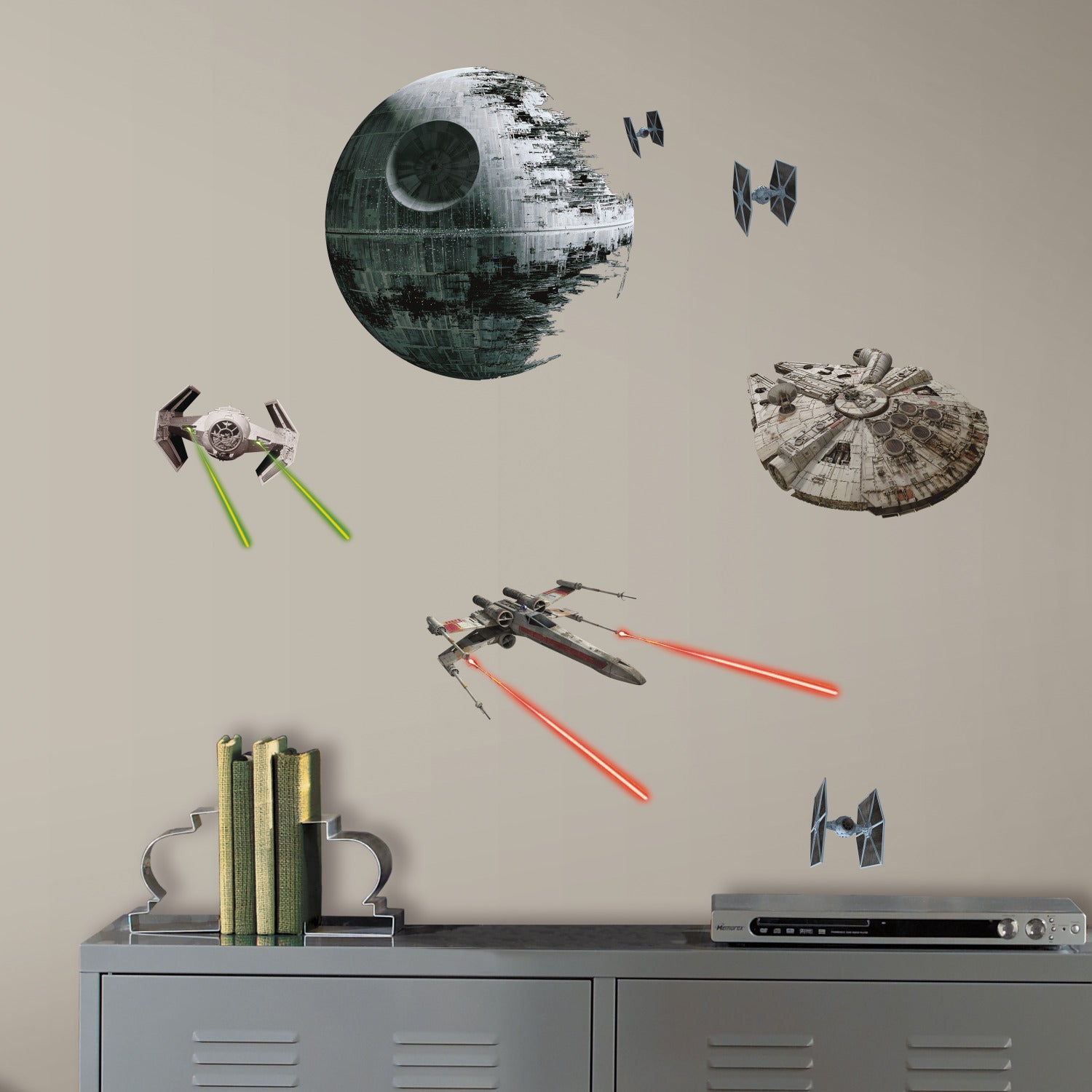 Star Wars Classic Spaceships Wall Decals in a room setting