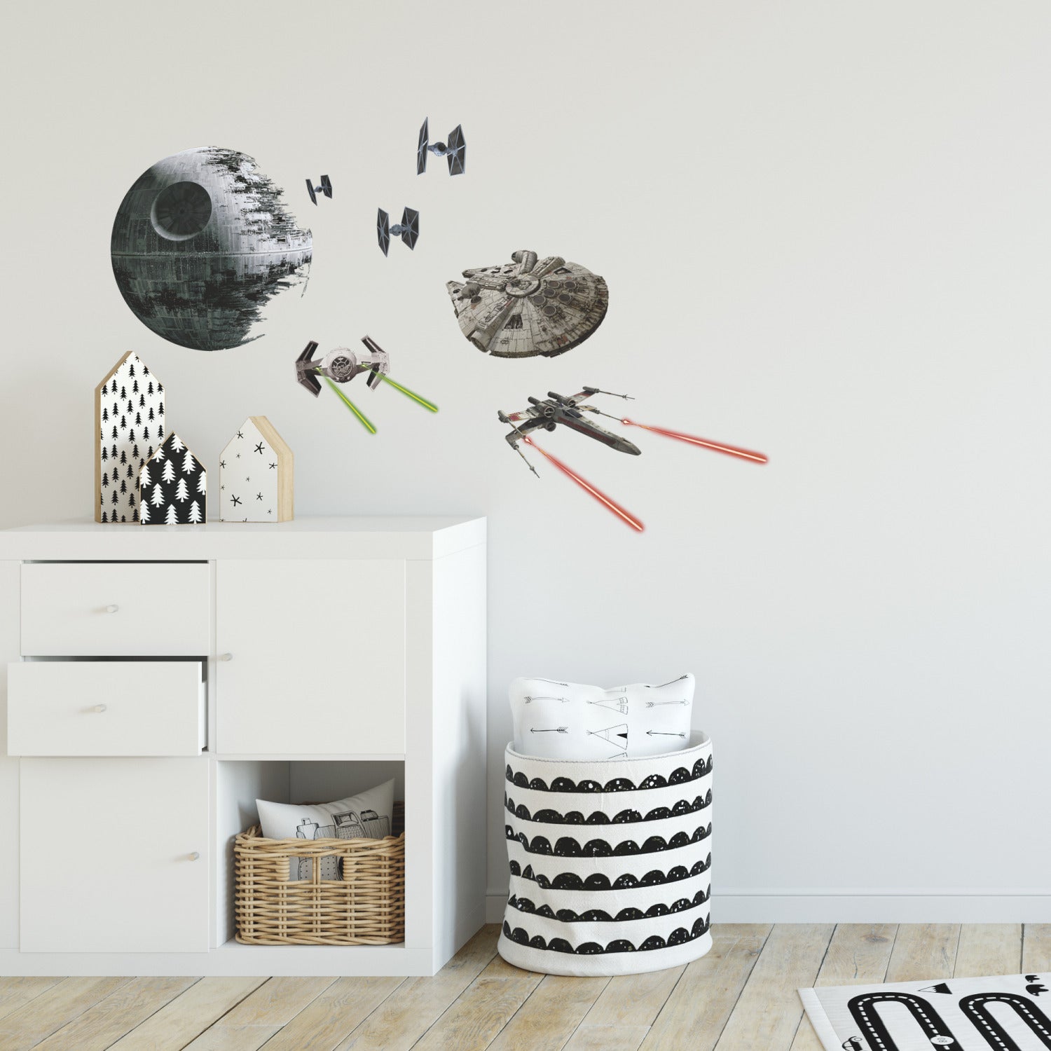 Star Wars Classic Spaceships Wall Decals in a room setting