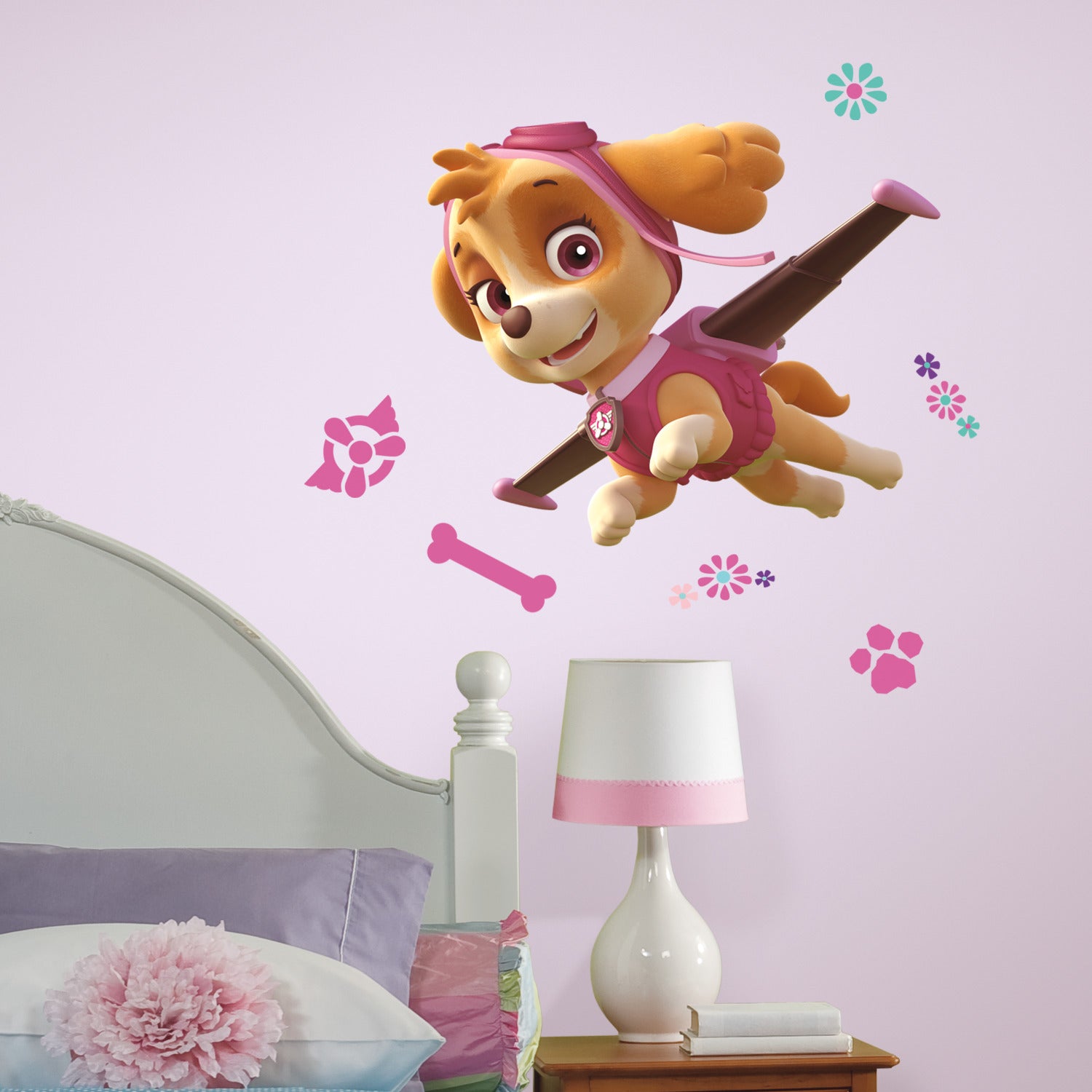 Paw Patrol Skye Giant Wall Decals in a room setting
