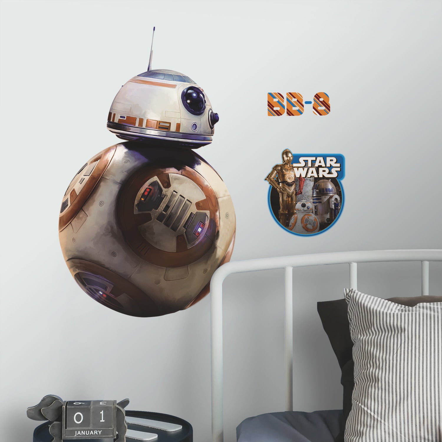 Star Wars The Force Awakens Ep VII Bb8 Wall Decals in a room setting