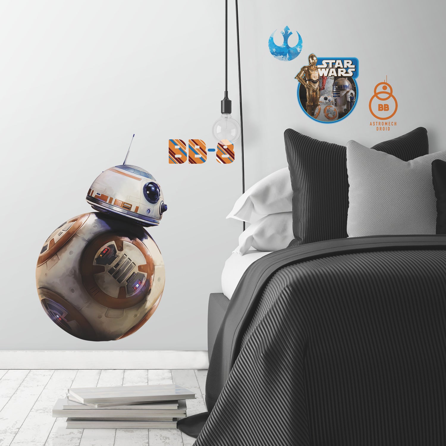 Star Wars The Force Awakens Ep VII Bb8 Wall Decals in a room setting