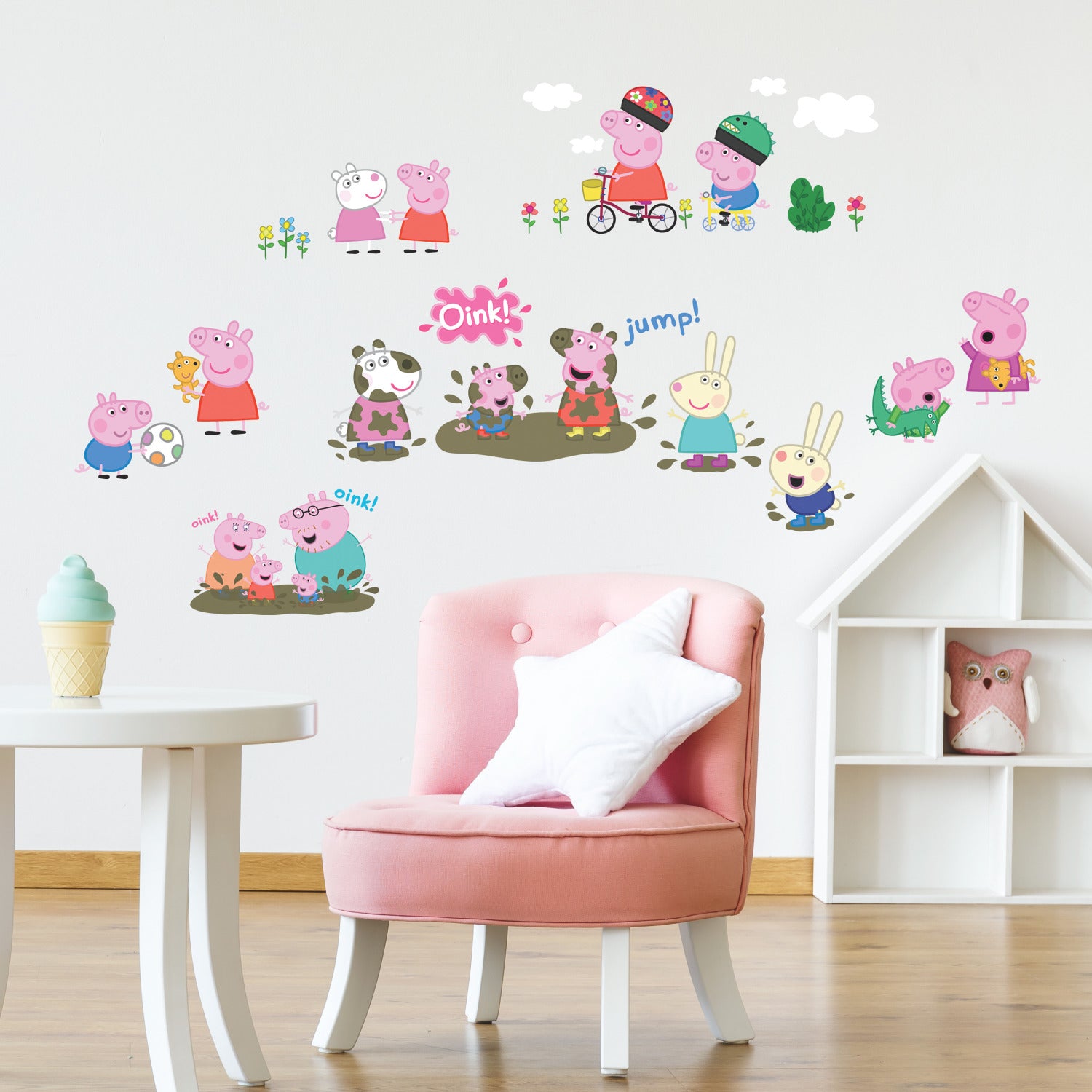 Peppa The Pig Wall Decals in a room setting