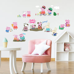 Peppa The Pig Wall Decals in a room setting