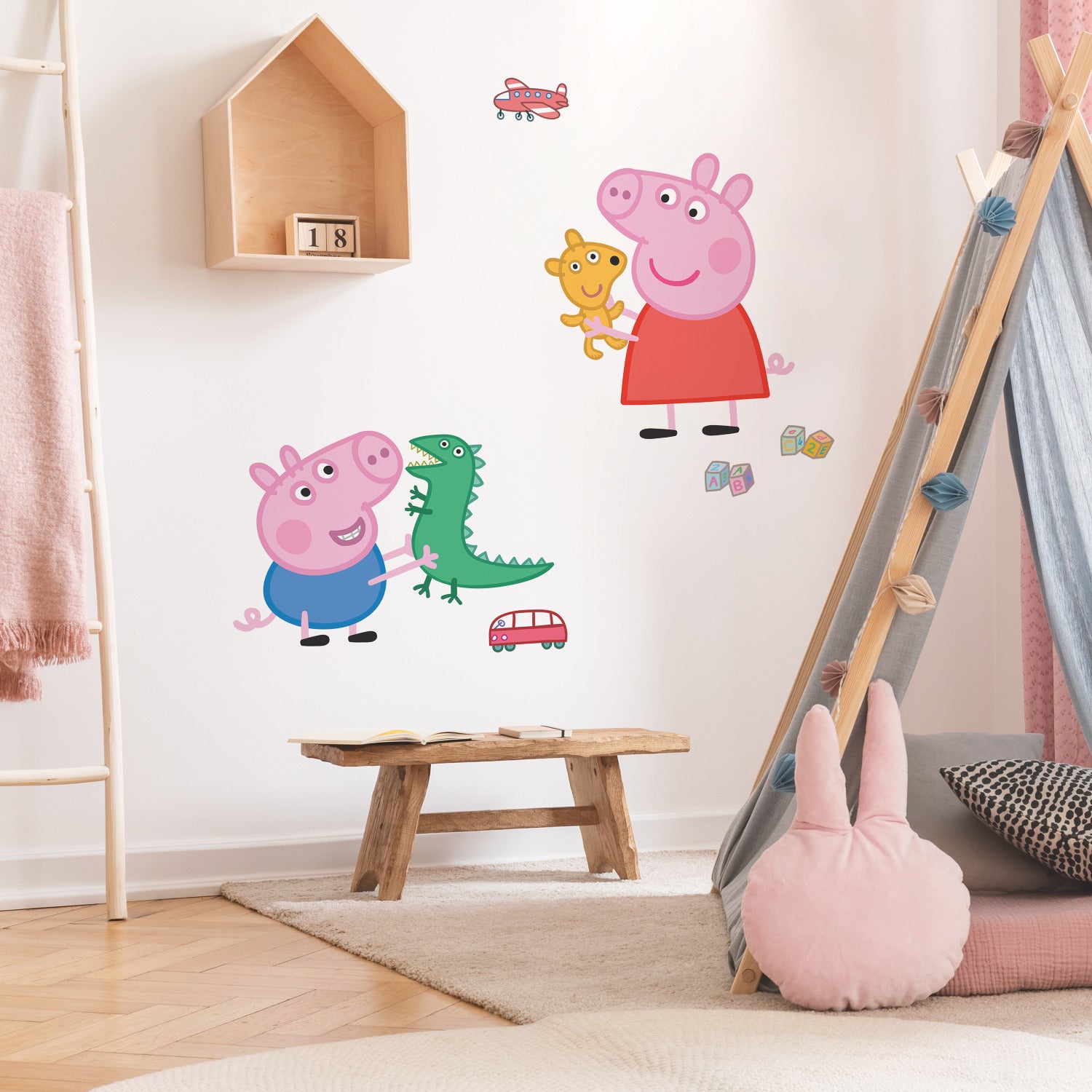 Peppa The Pig Peppa/George Playtime Giant Wall Decals in a room setting
