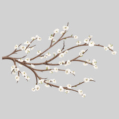 White Blossom Branch Giant with Flower Wall Decals by WallPops