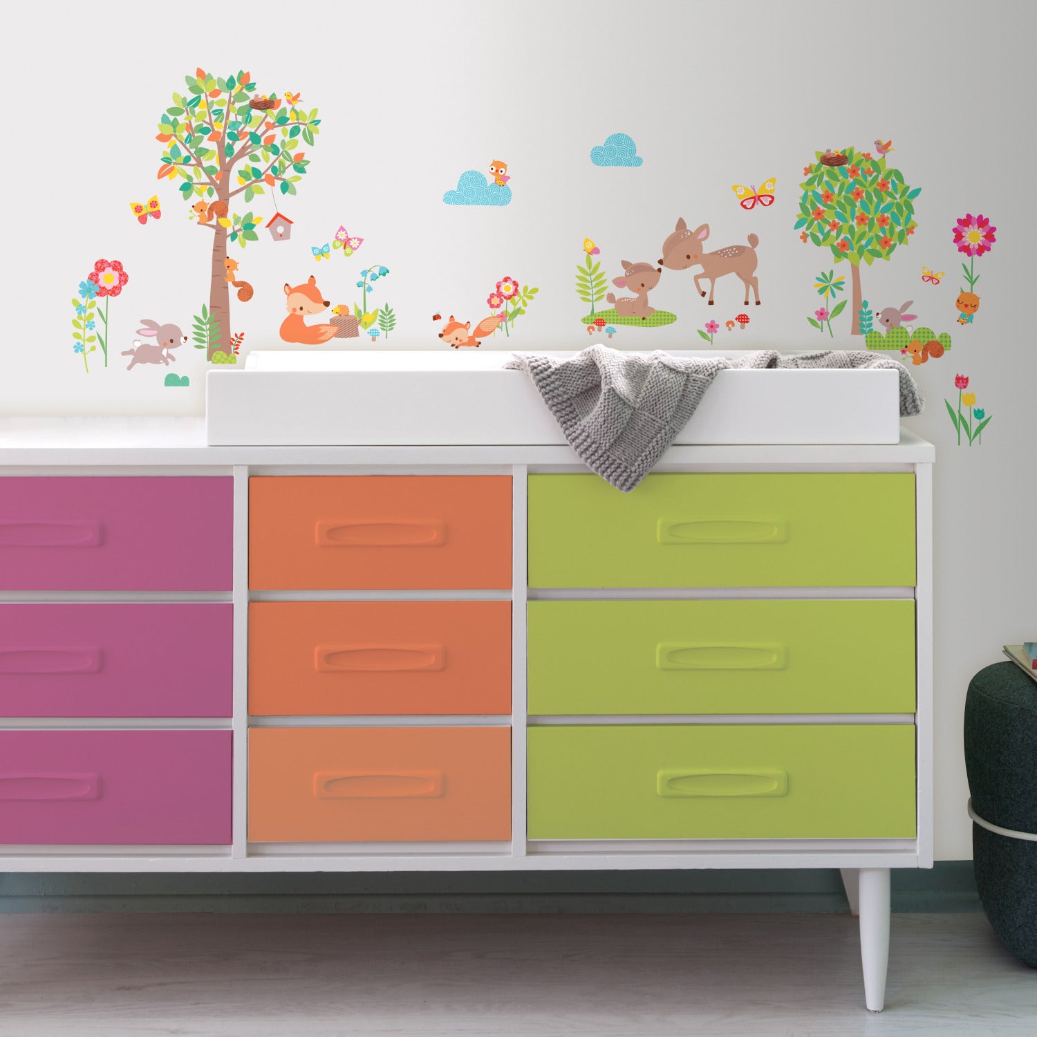 Woodland Creatures Wall Decals in a room setting