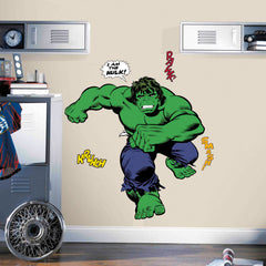 Classic Hulk Comic Giant Wall Decals in a room setting
