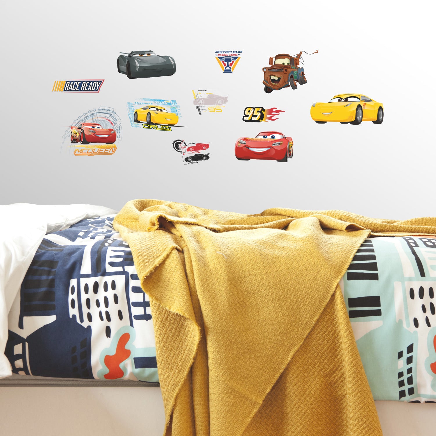 Cars 3 Wall Decals in a room setting