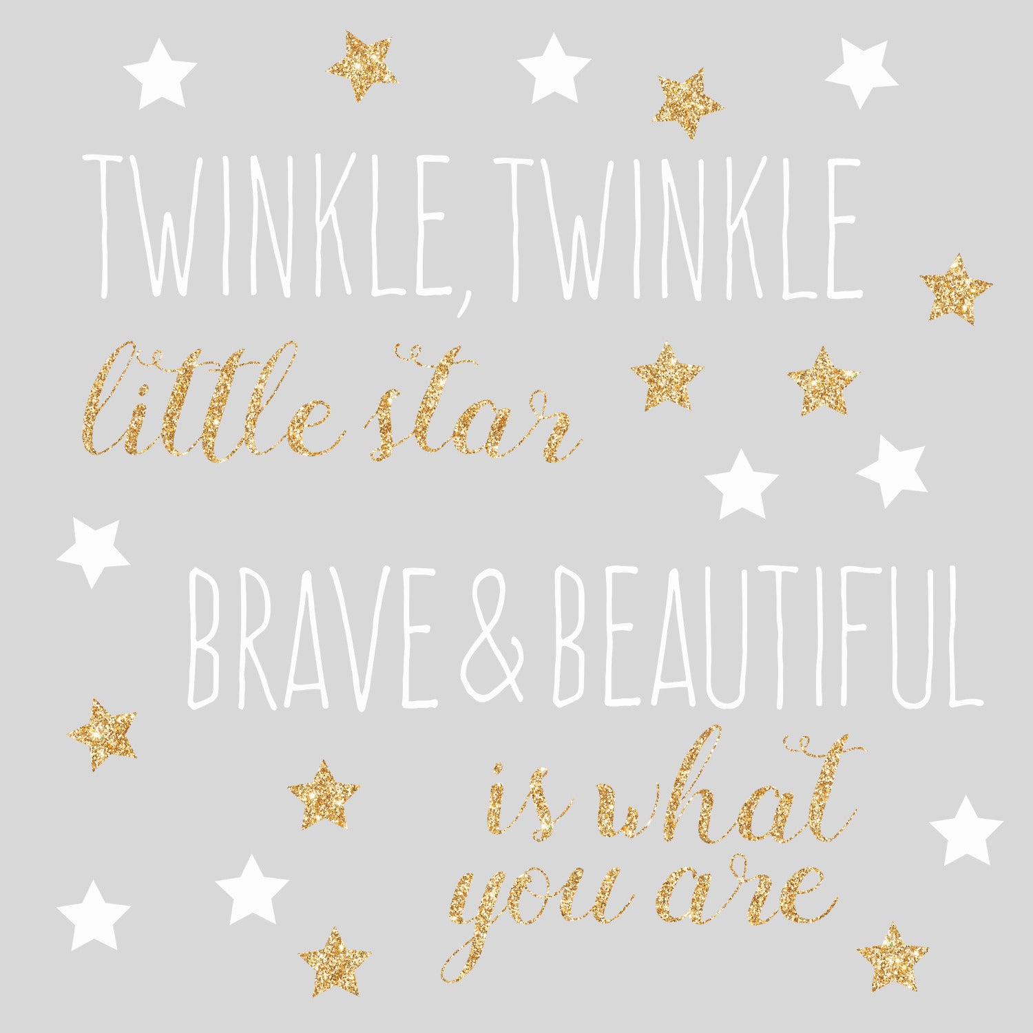 Twinkle Twinkle Little Star Wall Quote Decals with Glitter