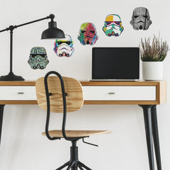 Star Wars Artistic Storm Trooper Heads Wall Decals in a room setting