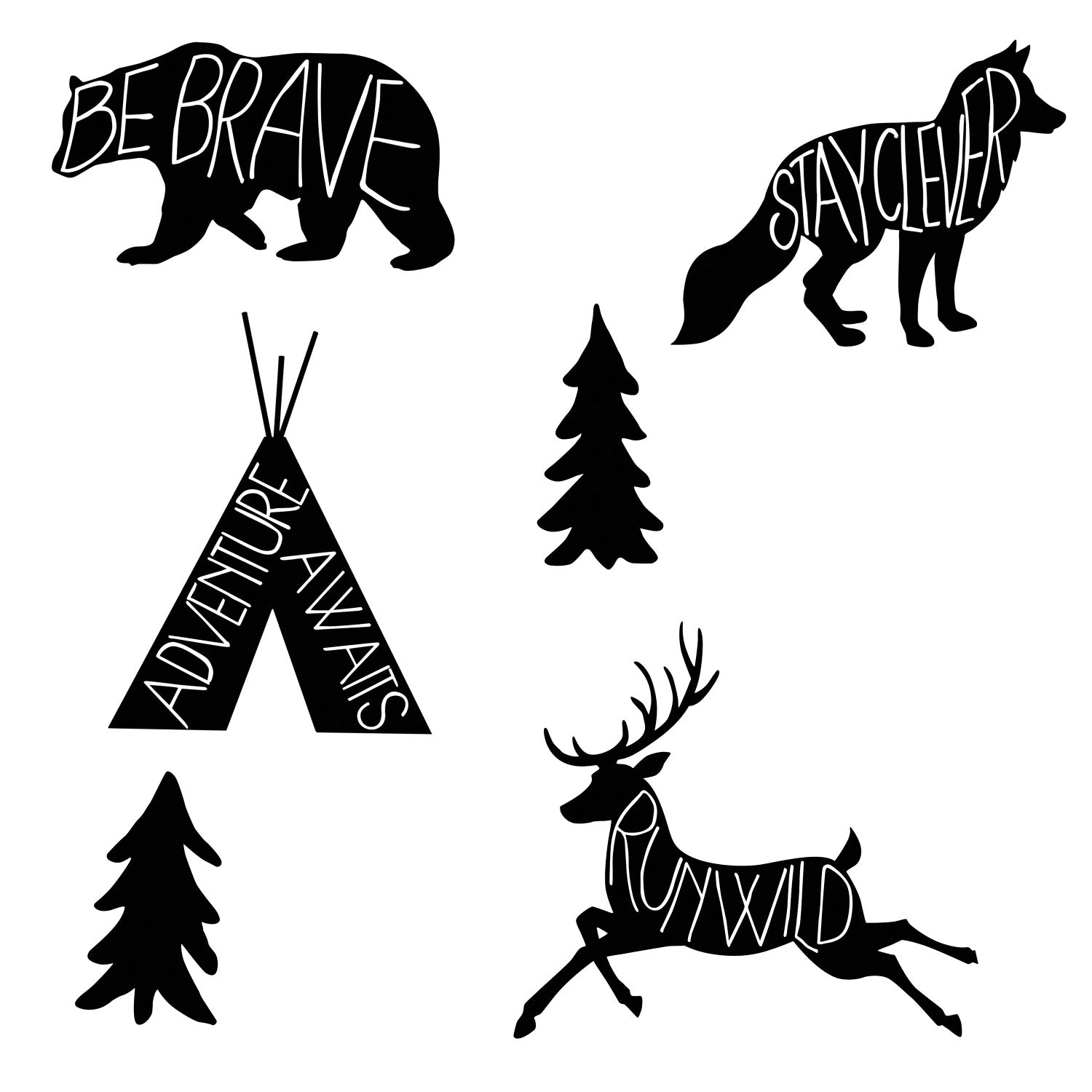Adventure Awaits Animal Black Giant Wall Decals by WallPops