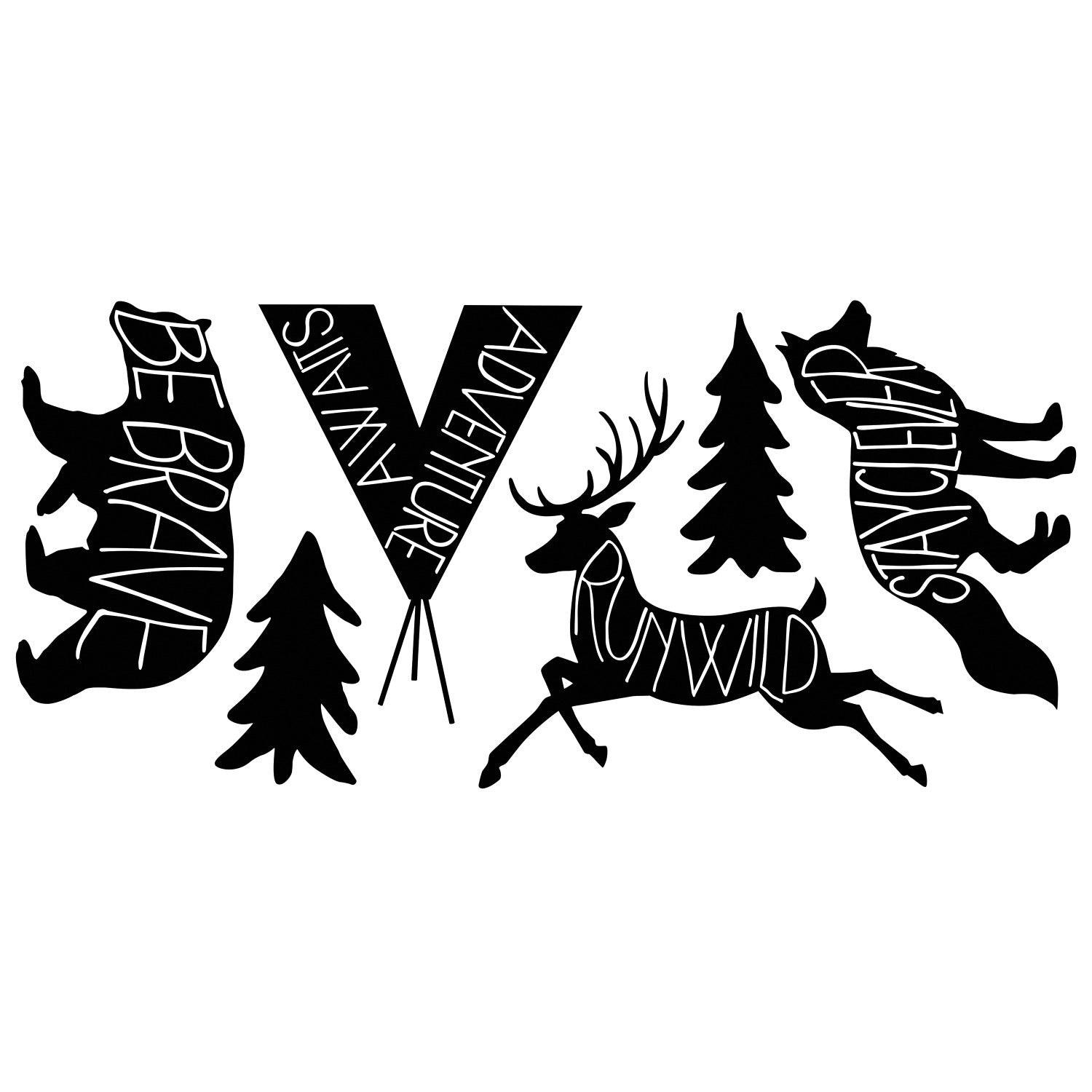 Adventure Awaits Animal Black Giant Wall Decals - panels