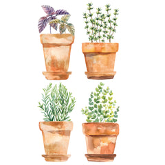Watercolor Potted Herbs Wall Decals - assembled view