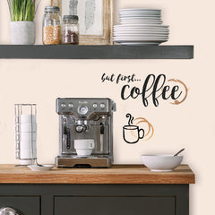 But First Coffee Quote Wall Decals in a room setting