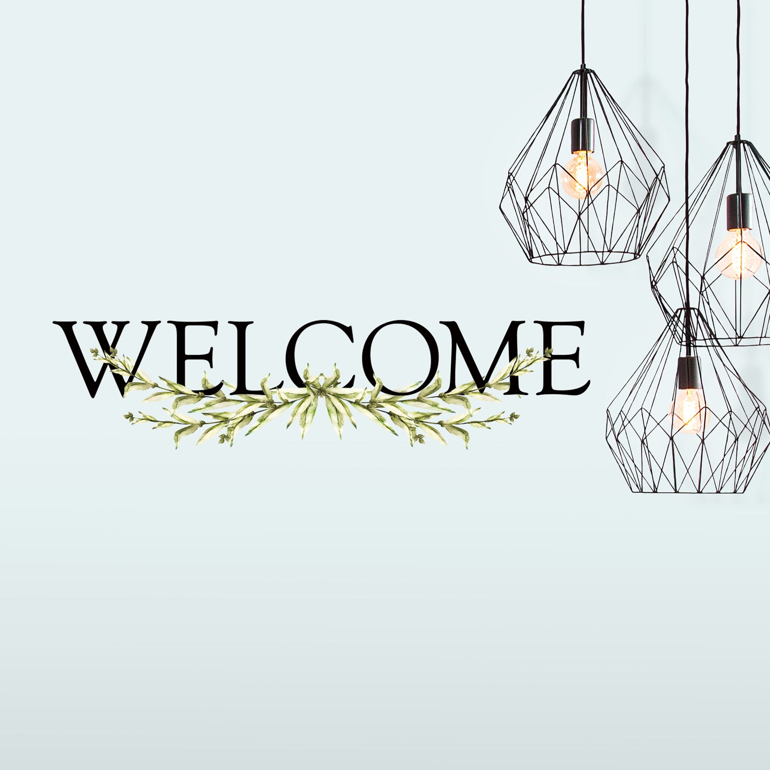 Welcome Quote Wall Decals in a room setting