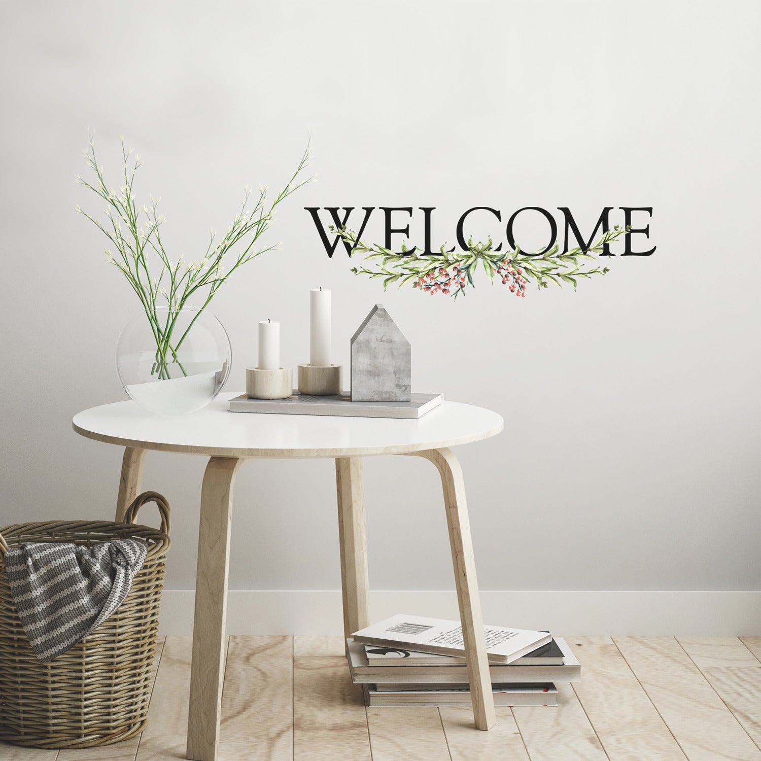 Welcome Quote Wall Decals in a room setting