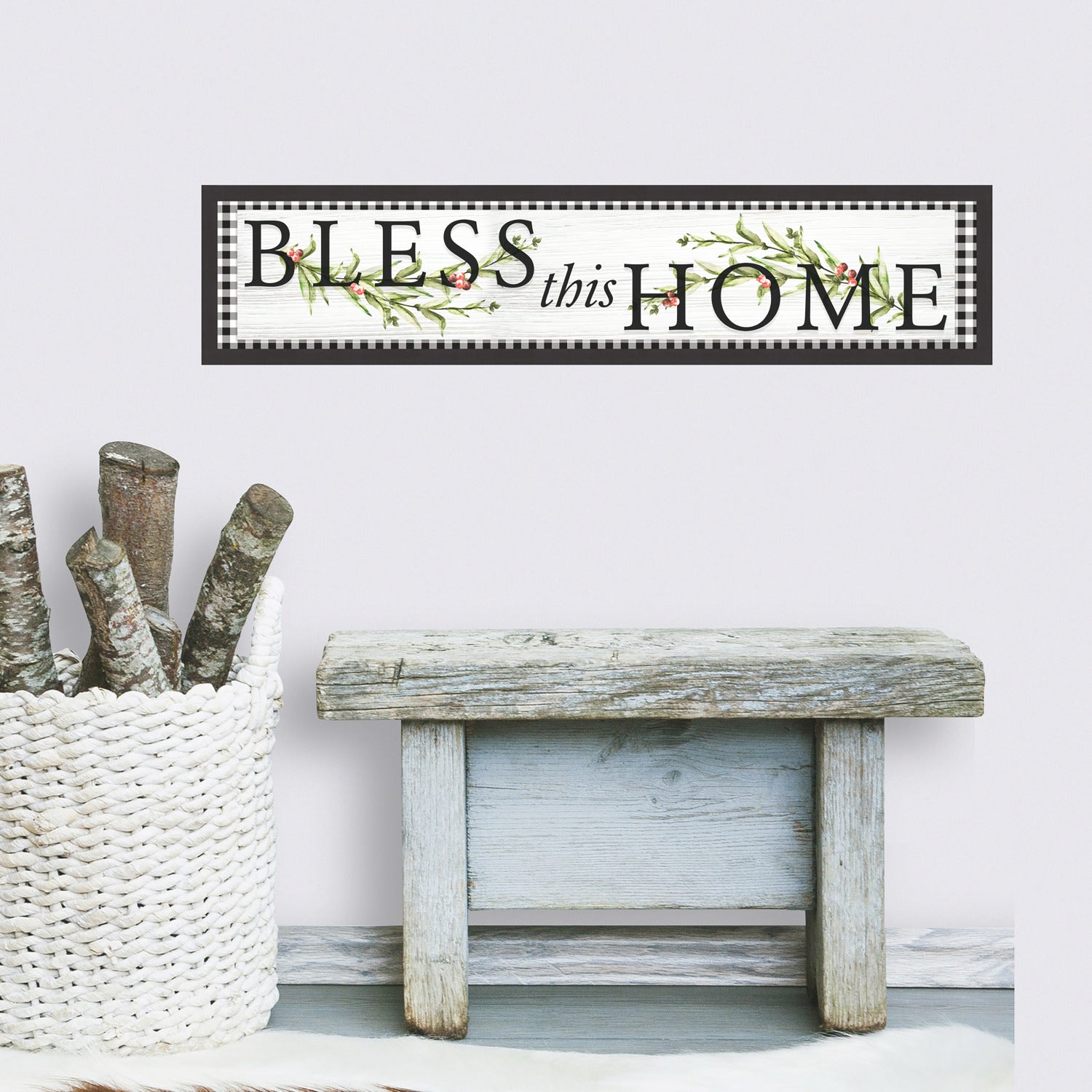 Bless This Home Country Quote Wall Decals in a room setting