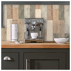Distressed Barn Wood Plank Giant Wall Decals in a room setting