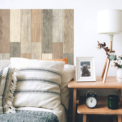 Distressed Barn Wood Plank Giant Wall Decals in a room setting