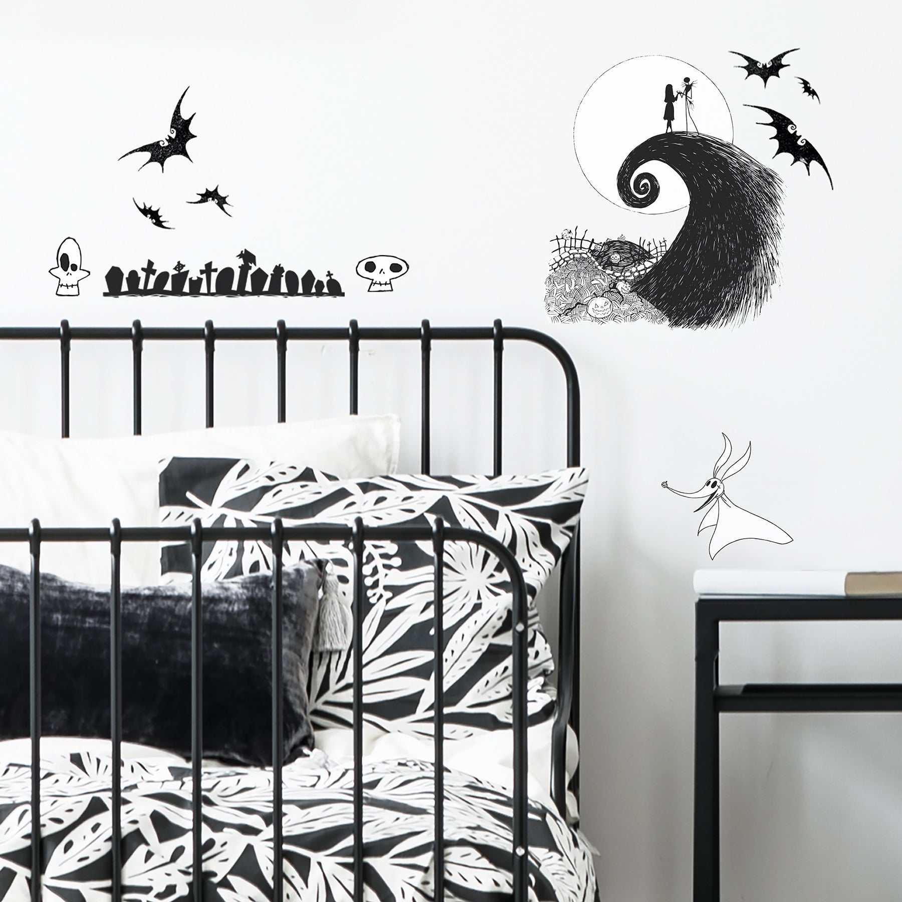 The Nightmare Before Christmas Jack & Sally Wall Decals in a room setting