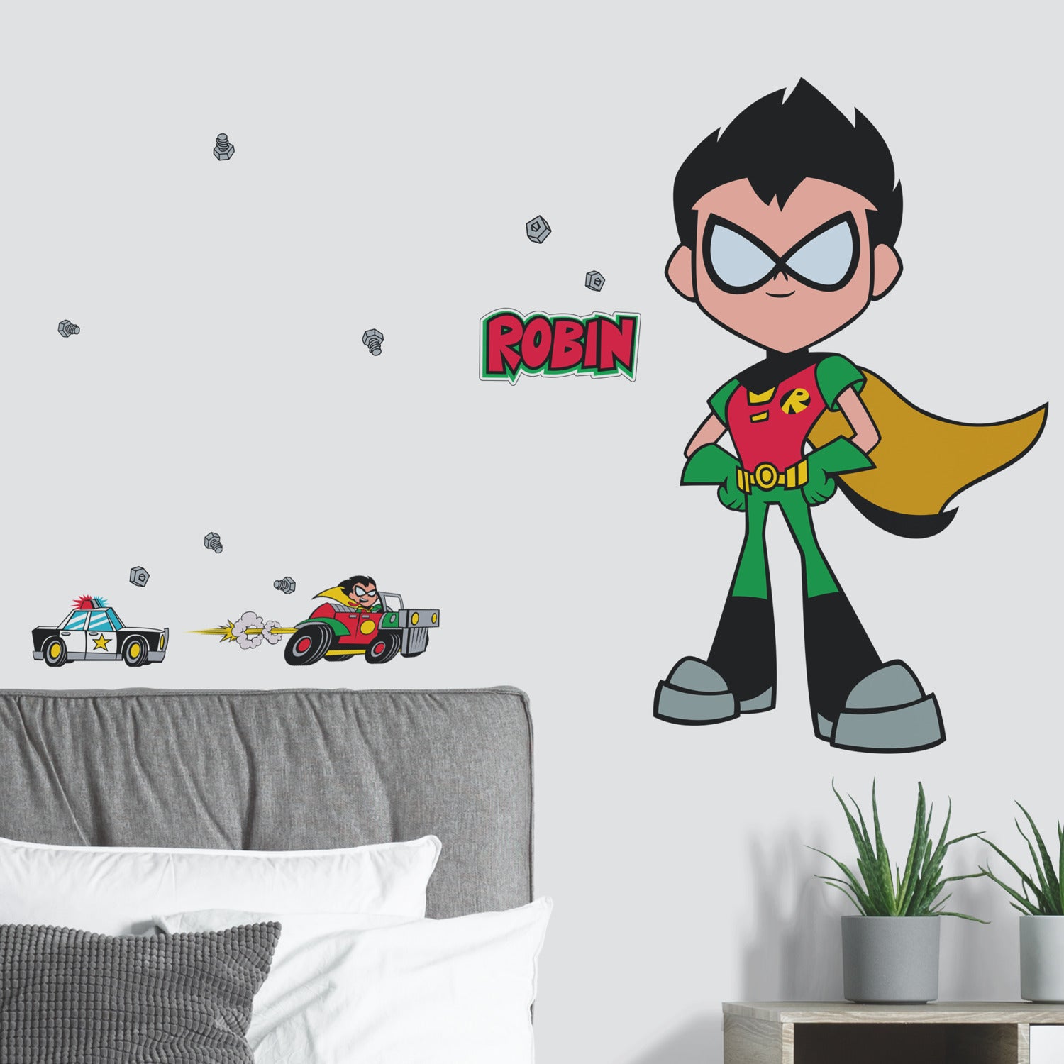 Teen Titans Go Robin Giant Wall Decals in a room setting