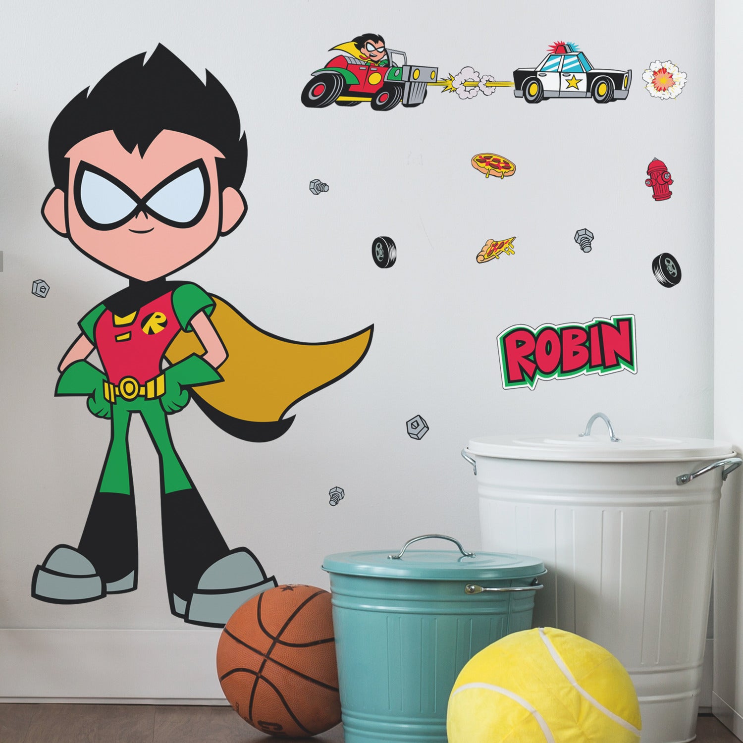 Teen Titans Go Robin Giant Wall Decals in a room setting