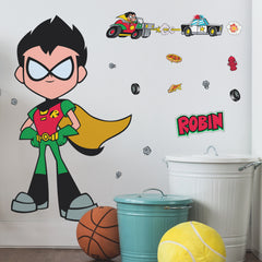 Teen Titans Go Robin Giant Wall Decals in a room setting