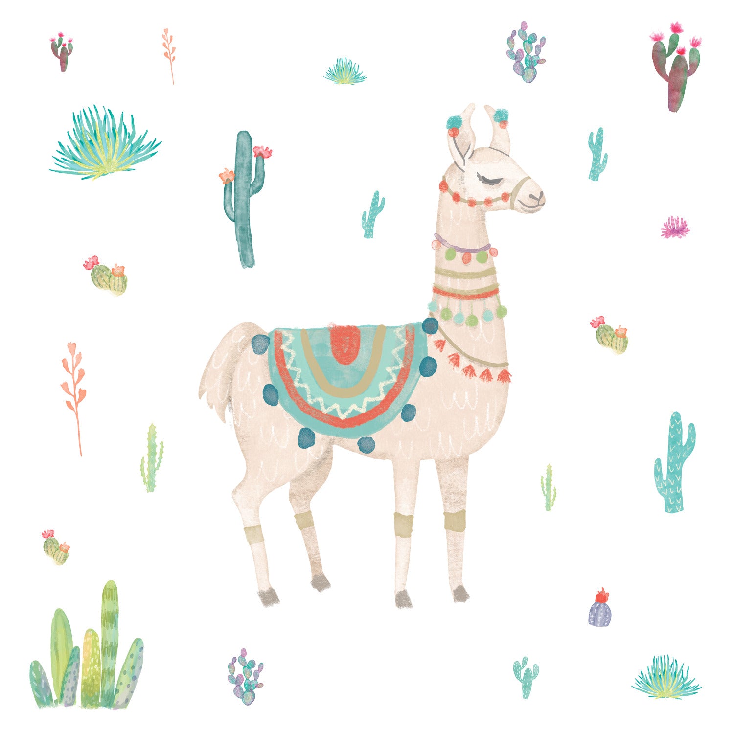 Watercolor Llama Giant Wall Decals by WallPops