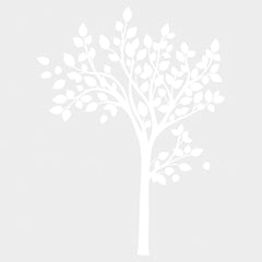 Featuring an illustration of three stylized tree branches with leaves—scattered and overlapping on a white background—Simple Tree Peel and Stick Giant Wall Decals by WallPops showcases a minimalistic design. Bold, clean white lines and shapes are used to depict the branches and leaves, resulting in an intricate, natural pattern that beautifully complements rustic décor like distressed barn wood or fits seamlessly with modern wall decal styles.