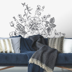 Peony Giant Wall Decals in a room setting