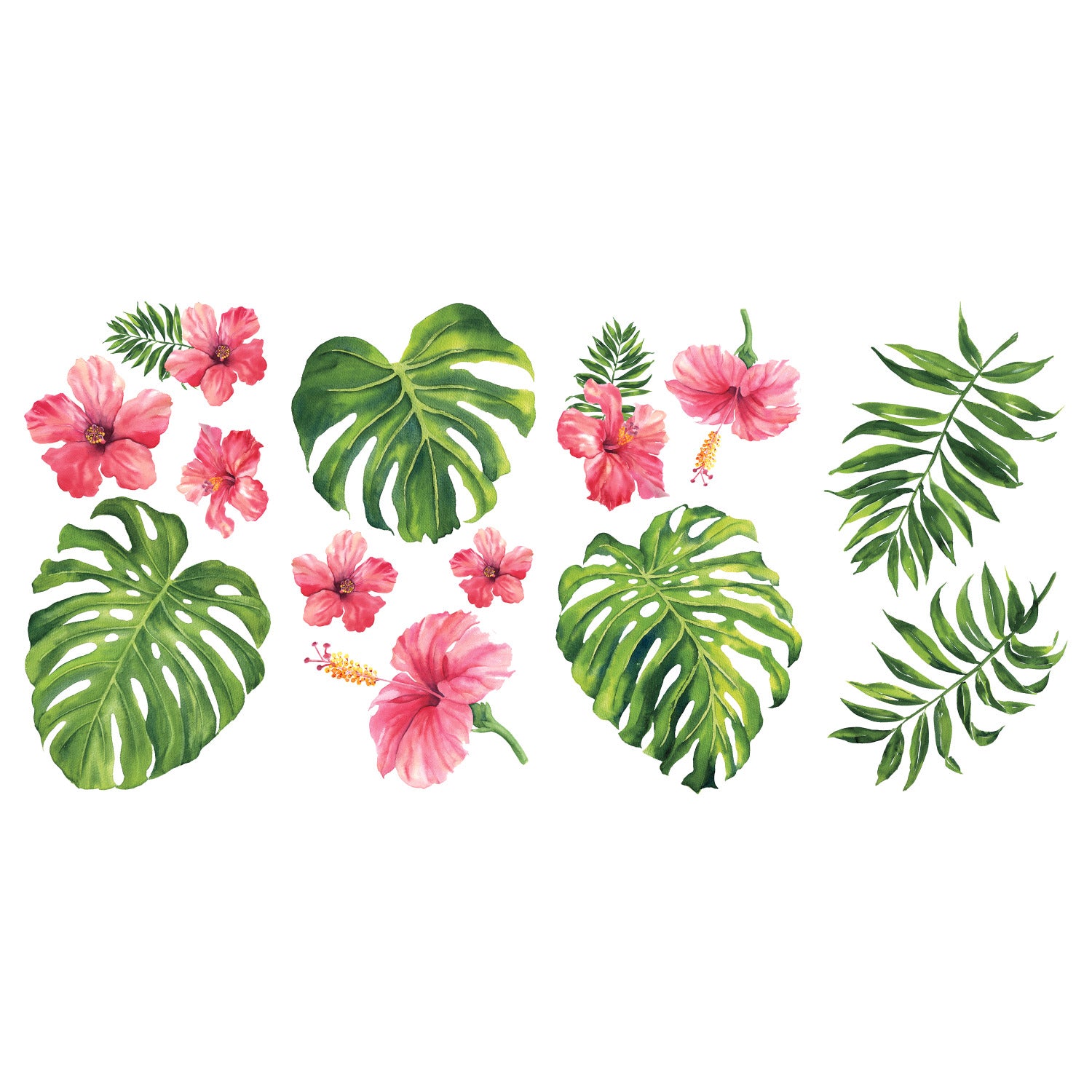 Tropical Hibiscus Flower Wall Decals - panels
