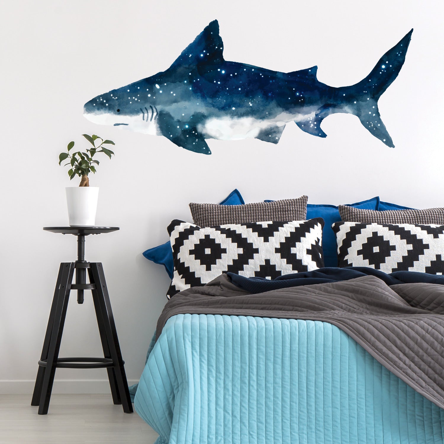 Shark Giant Wall Decals in a room setting