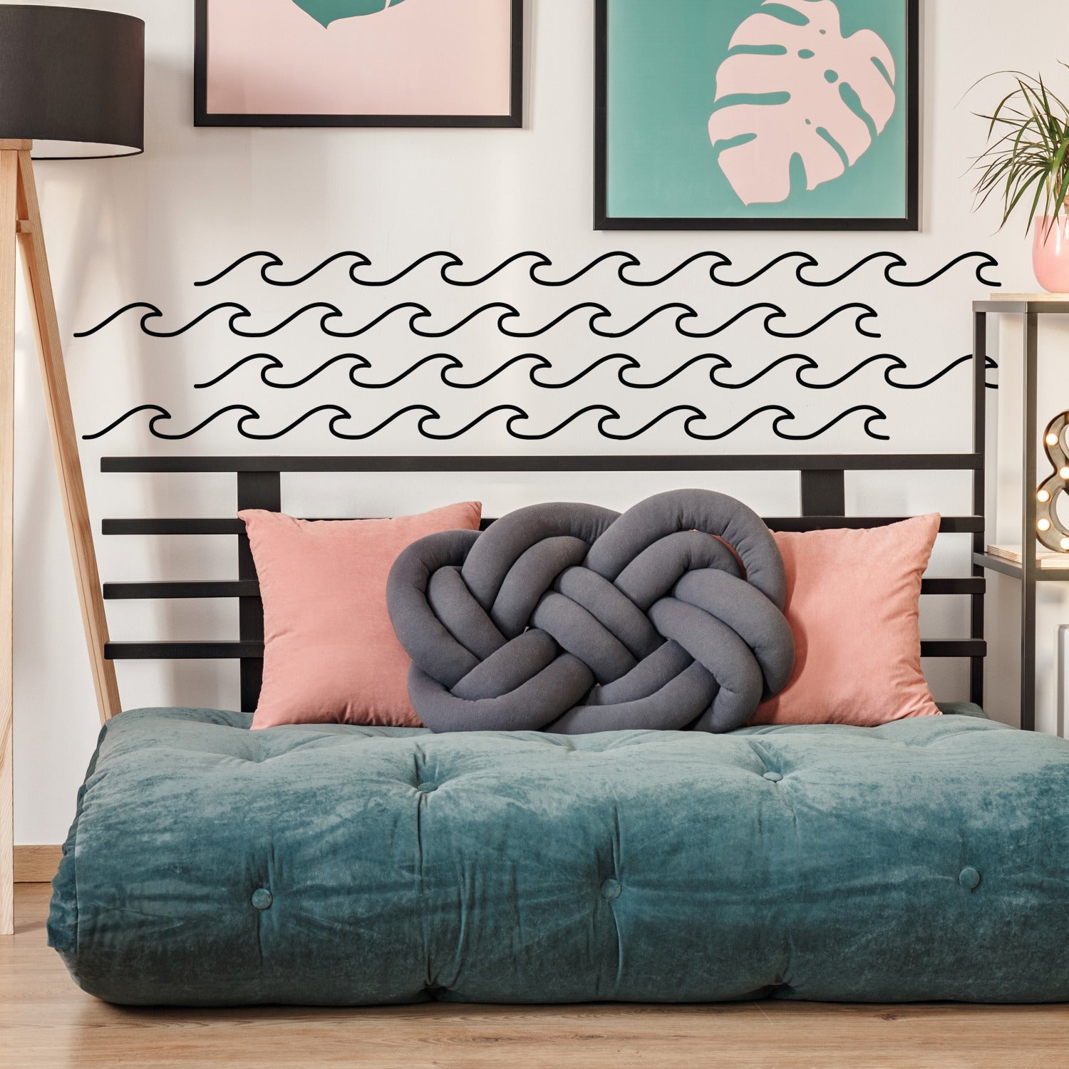 Simplistic Waves Wall Decals in a room setting