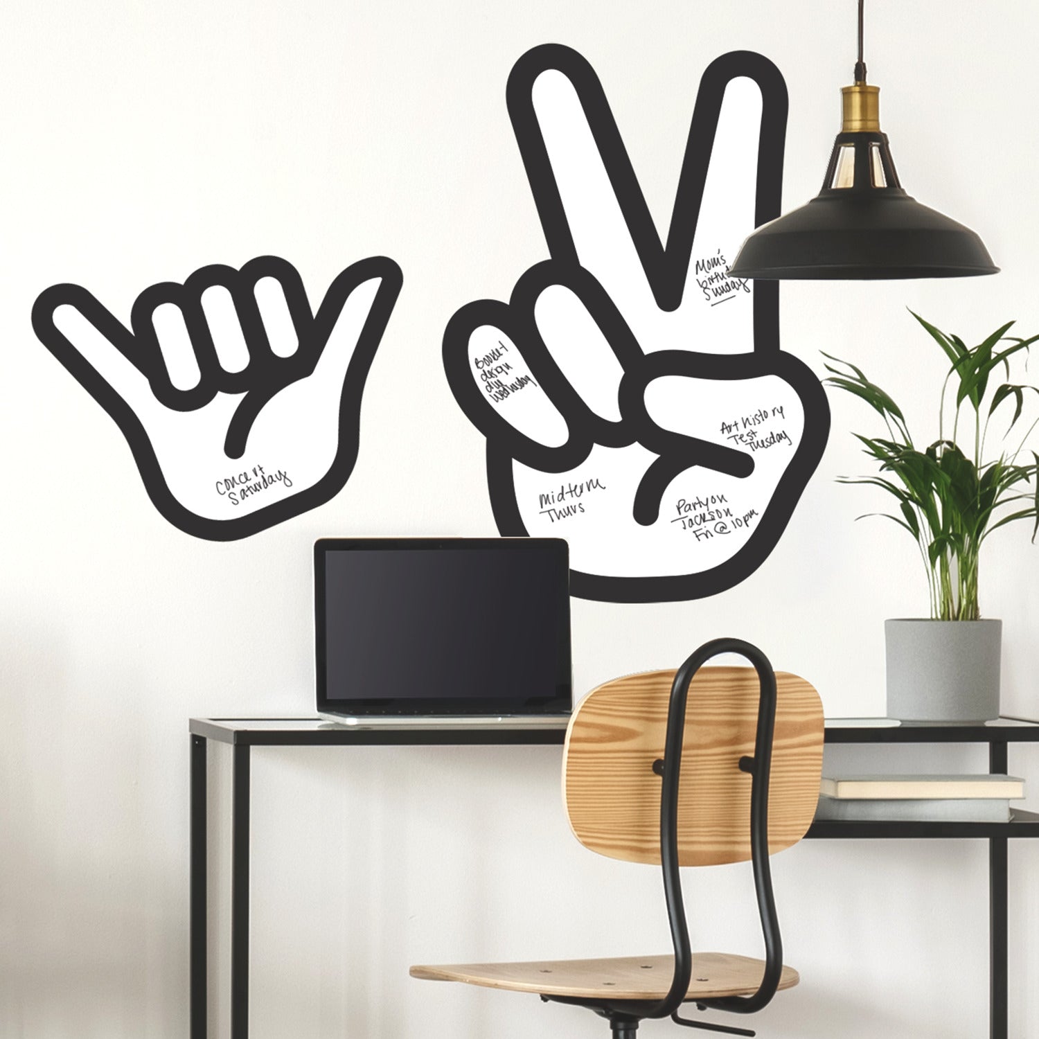Peace Hand Giant Wall Decals in a room setting