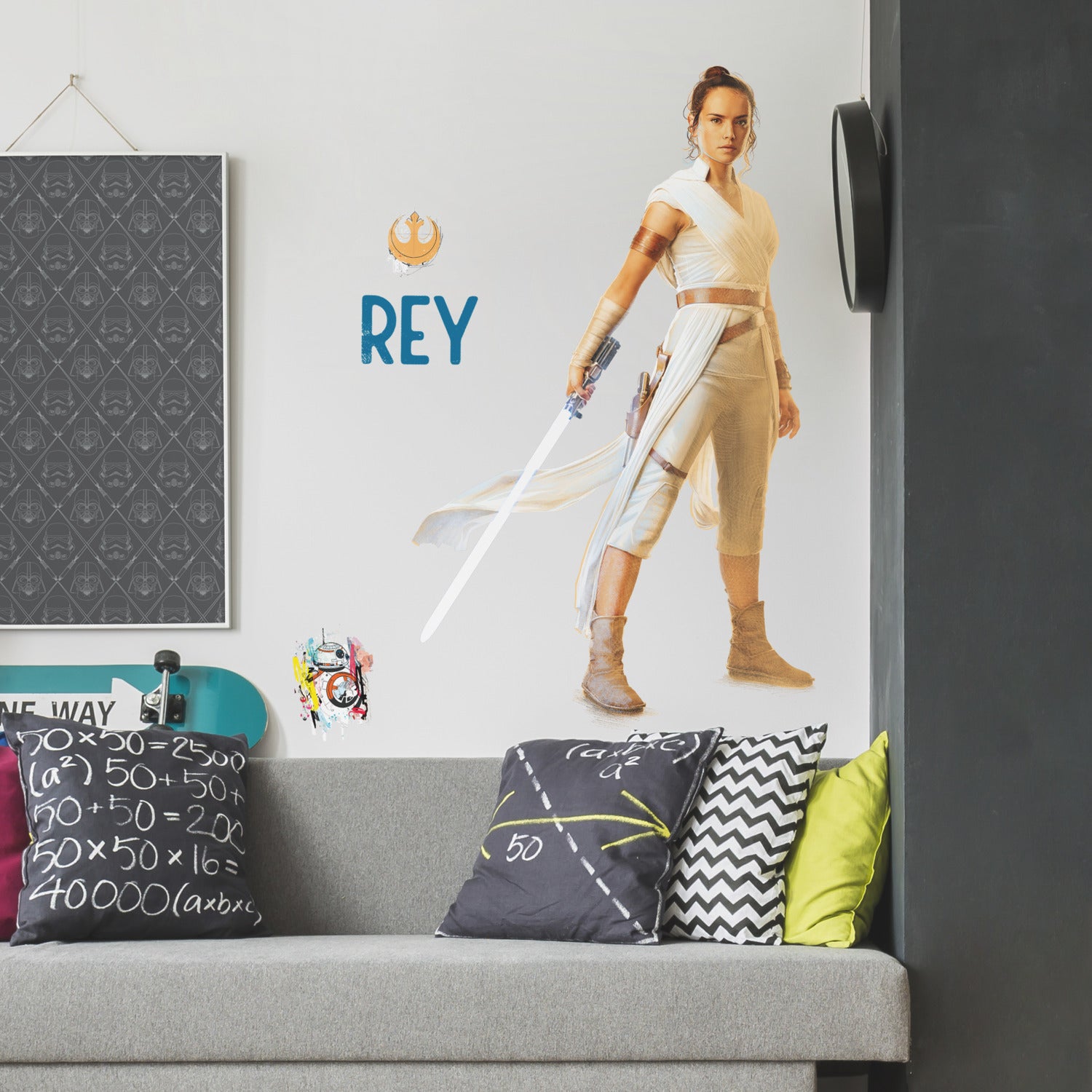 Star Wars Episode Ix Rey Giant Wall Decals in a room setting