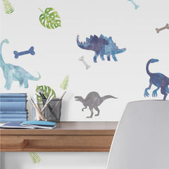 Watercolor Dinosaur Wall Decals in a room setting