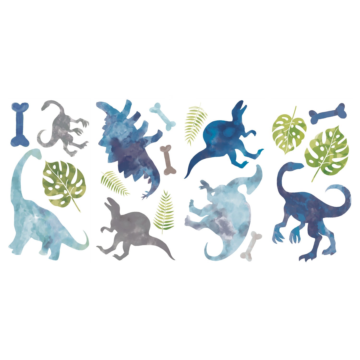 Watercolor Dinosaur Wall Decals - panels