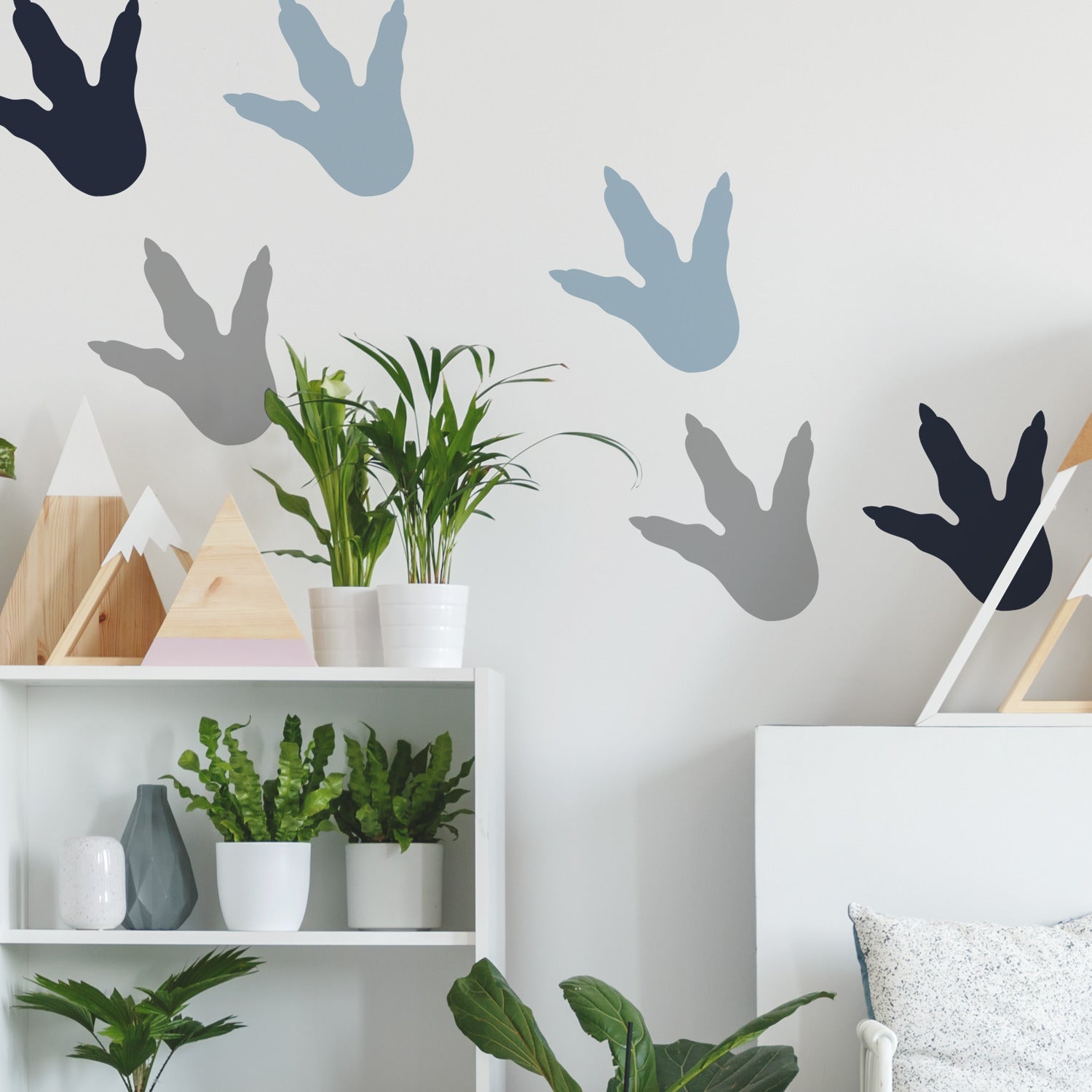 Dino Feet Wall Decals in a room setting