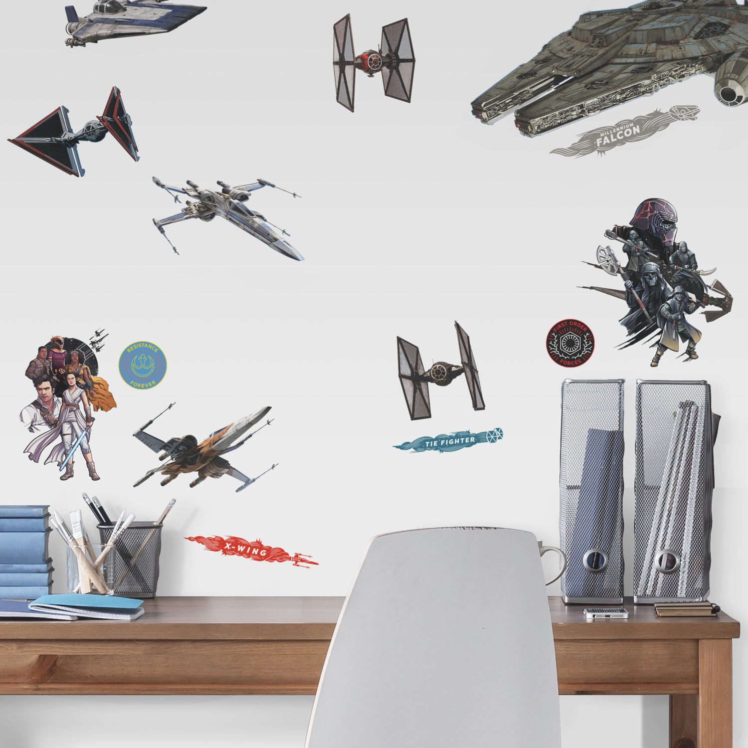 Star Wars Episode Ix Galactic Ships Wall Decals in a room setting