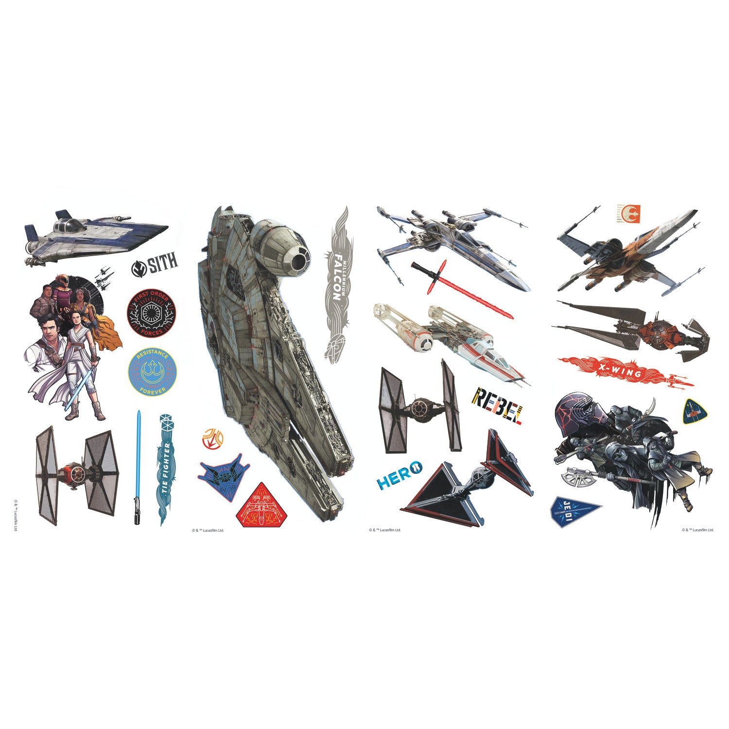 Star Wars Episode Ix Galactic Ships Wall Decals - panels