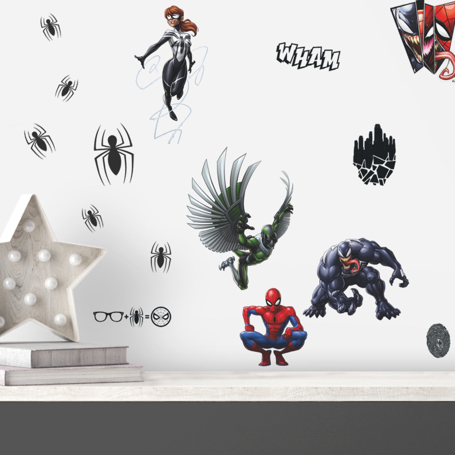 SpiderMan Favorite Characters Wall Decals in a room setting