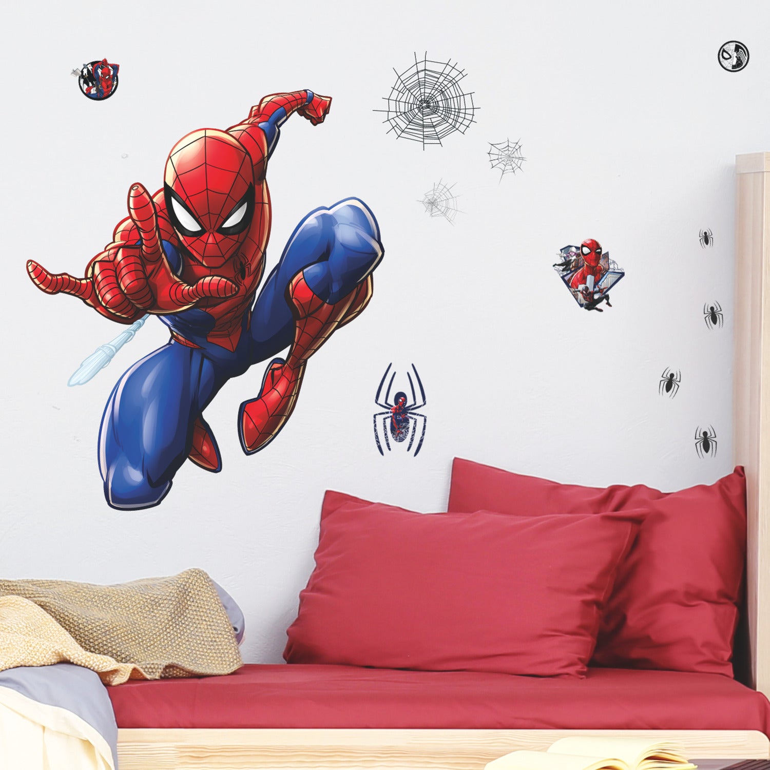 SpiderMan Giant Wall Decals in a room setting