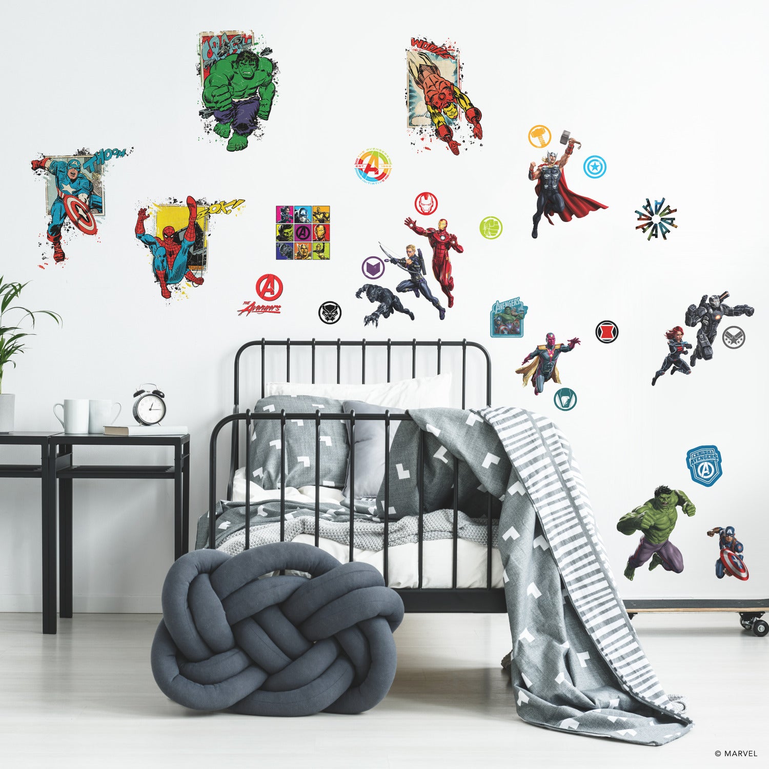 Classic Avengers Wall Decals in a room setting