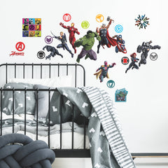 Classic Avengers Wall Decals in a room setting