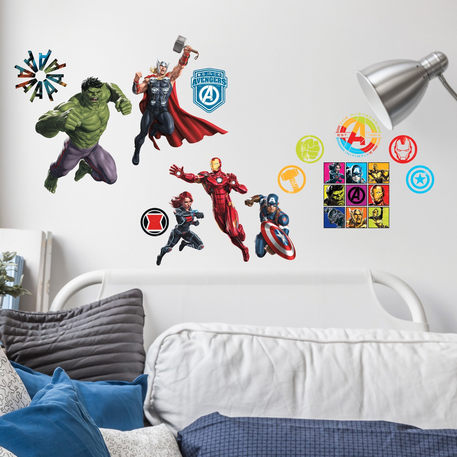 Classic Avengers Wall Decals in a room setting